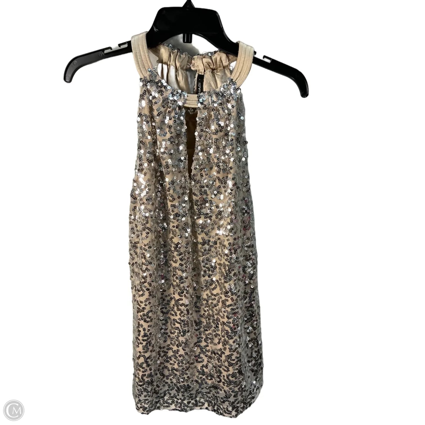 Top Sleeveless By Tahari In Silver & Tan, Size: M