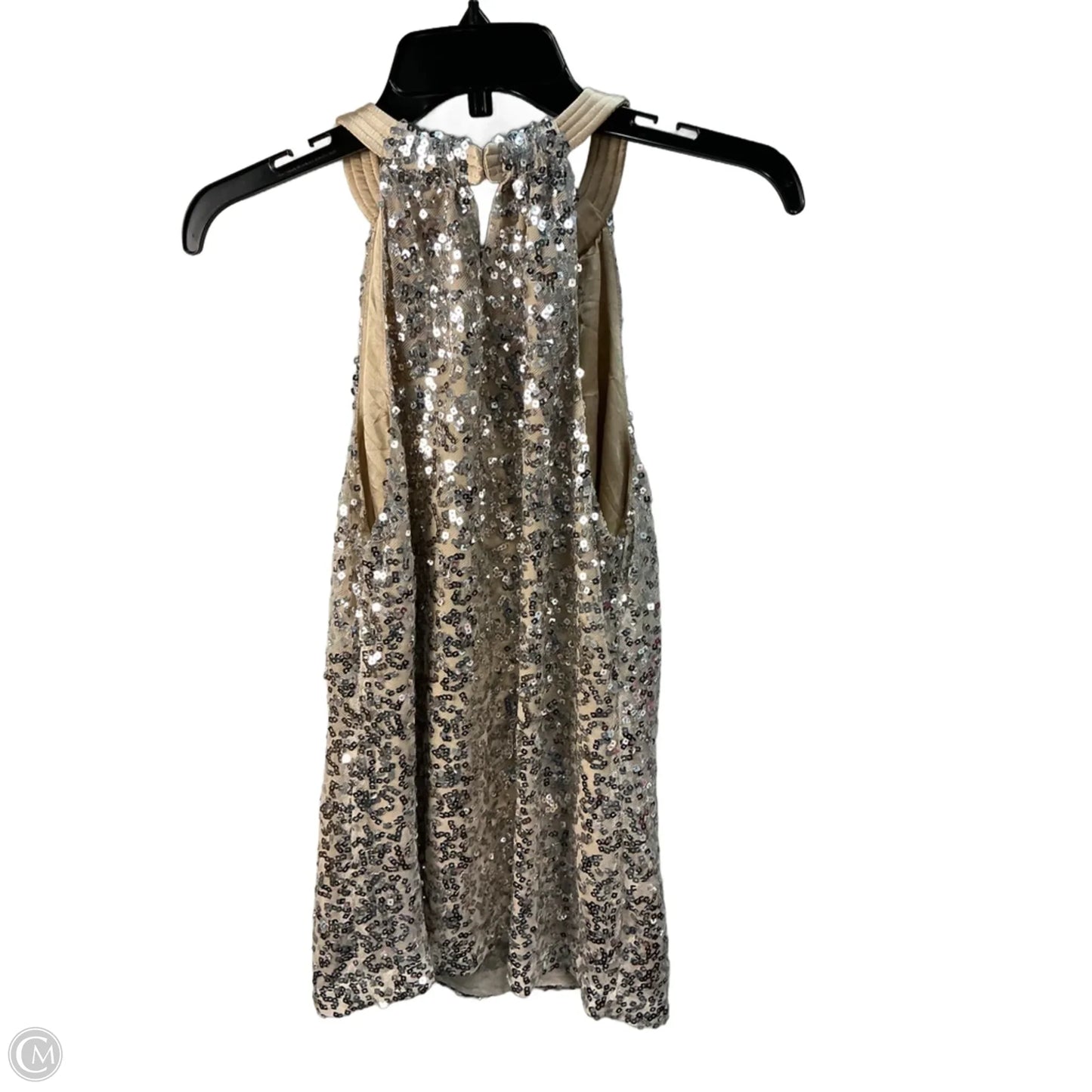 Top Sleeveless By Tahari In Silver & Tan, Size: M