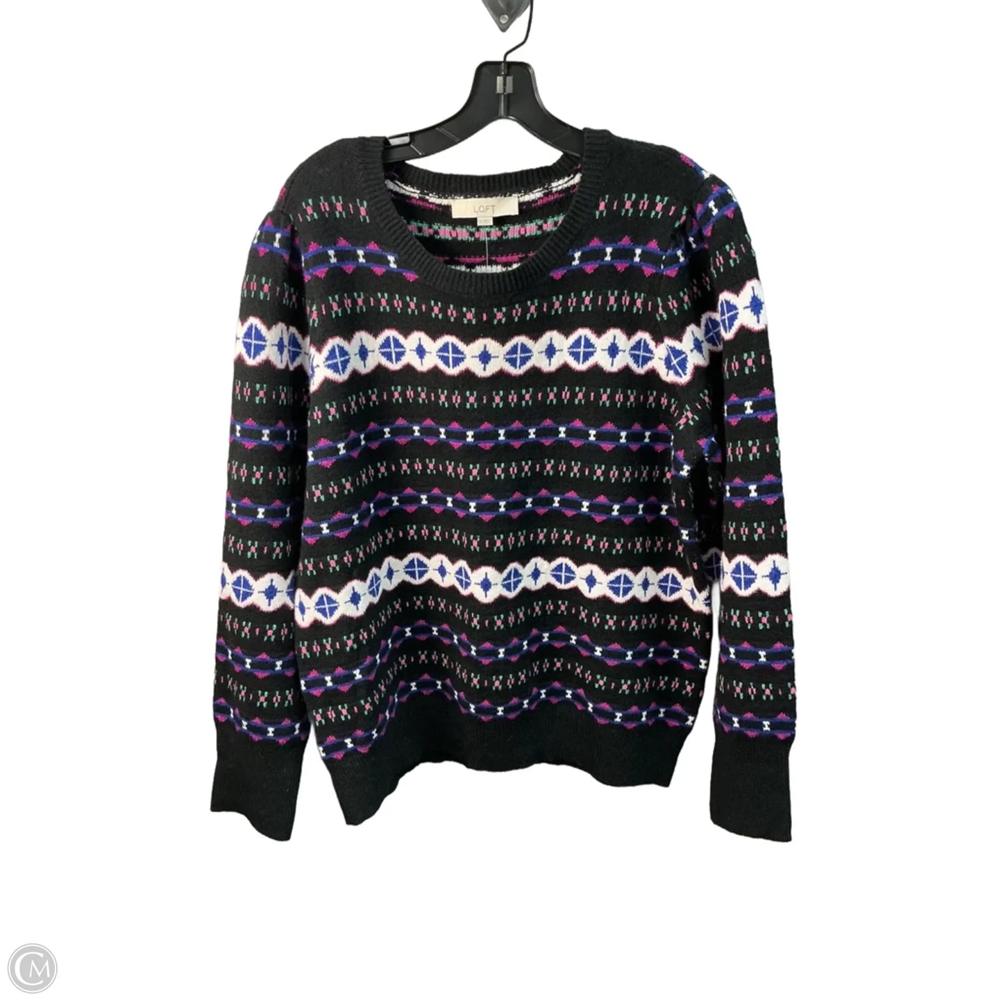 Sweater By Loft In Black & Blue, Size: Xl