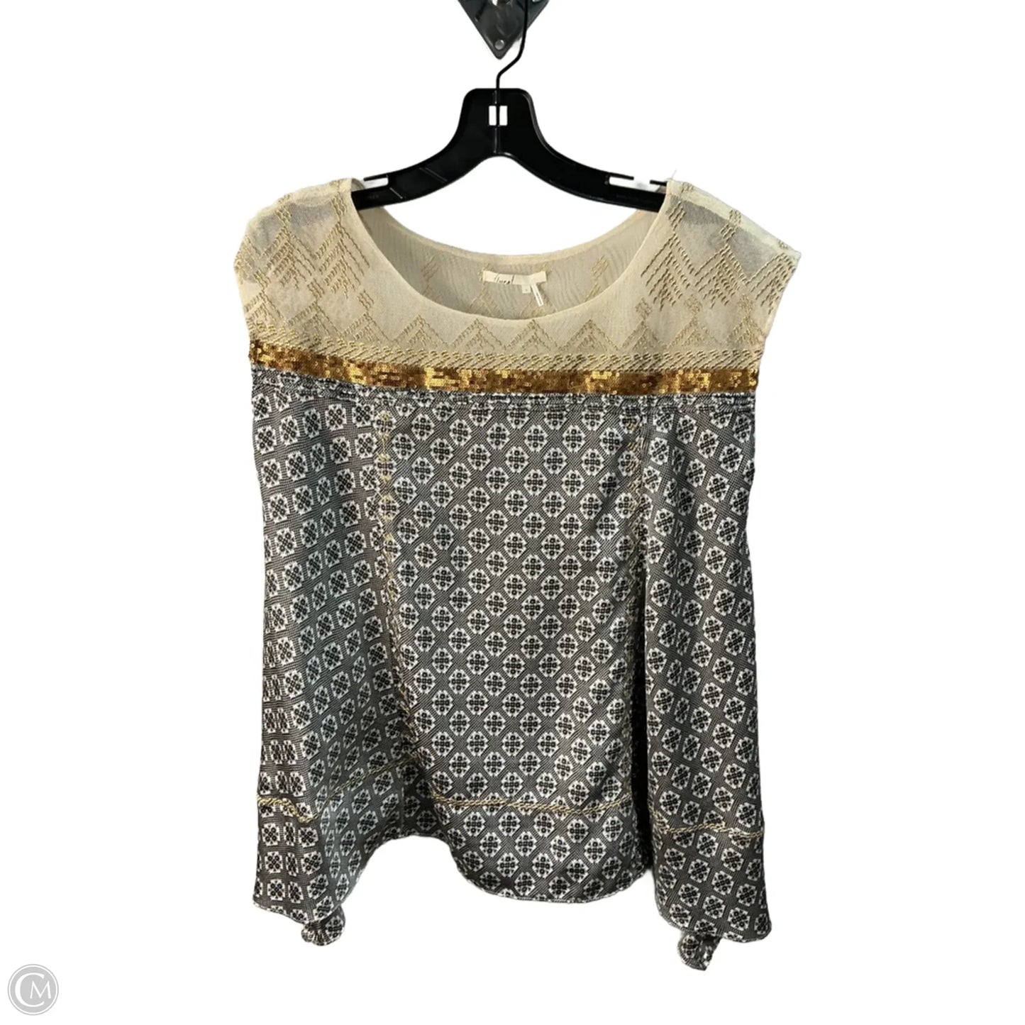 Top Sleeveless By Floreat In Grey & Tan, Size: S