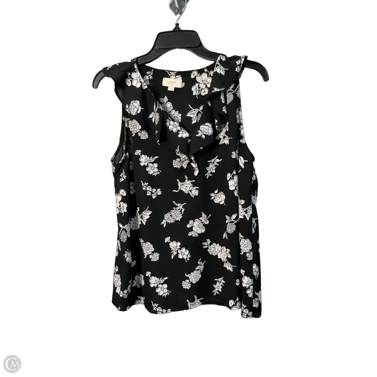 Top Sleeveless By Loft In Black & White, Size: S