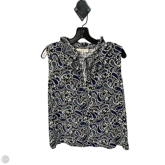 Top Sleeveless By Loft In Blue & White, Size: M