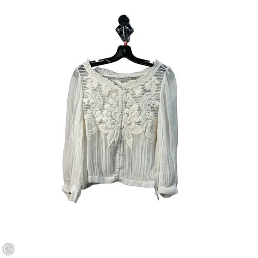 Top Long Sleeve By Alice + Olivia In White, Size: M