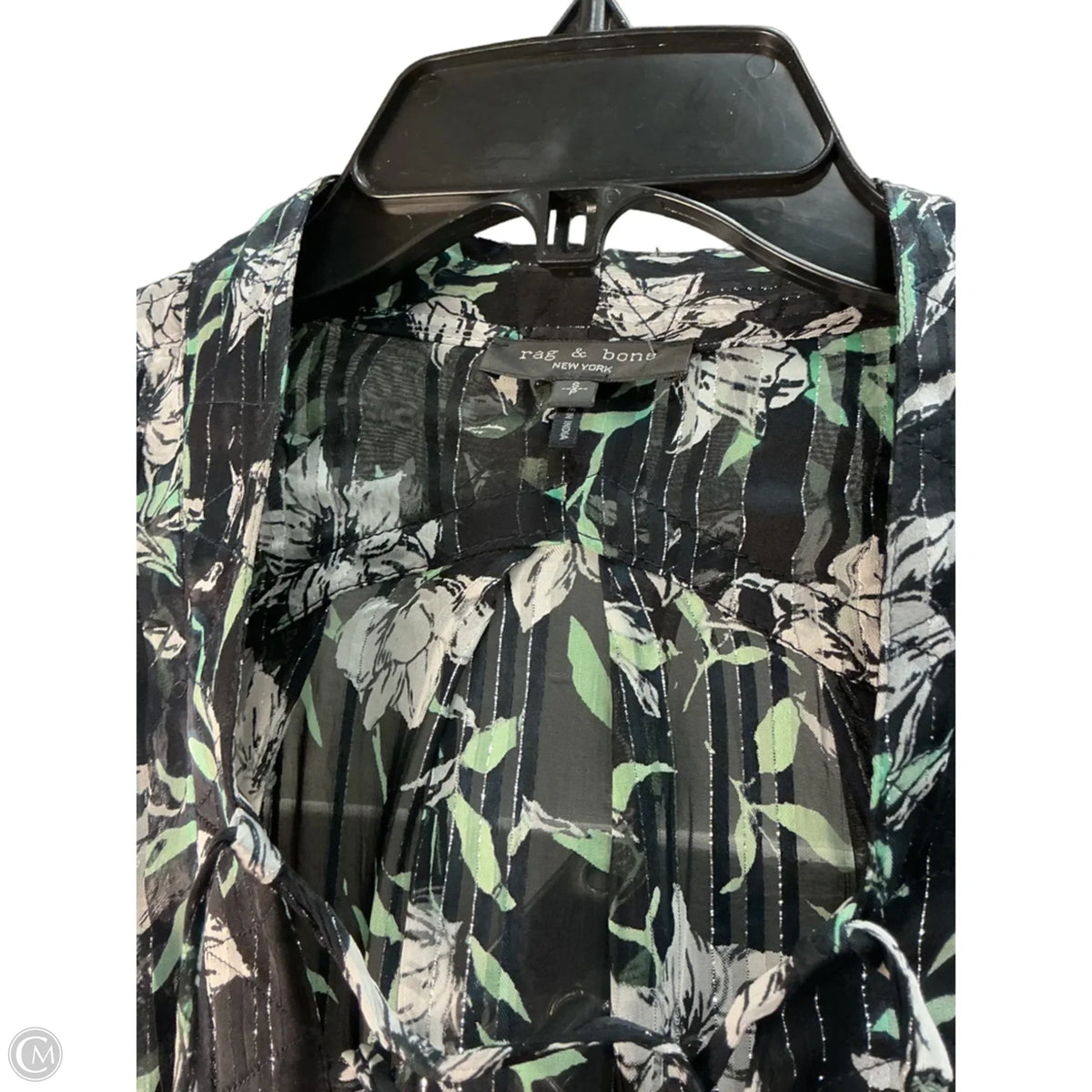 Top Long Sleeve By Rag And Bone In Black & Green, Size: S