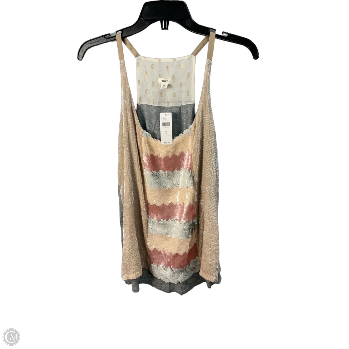 Top Sleeveless By Tiny In Grey & Tan, Size: M