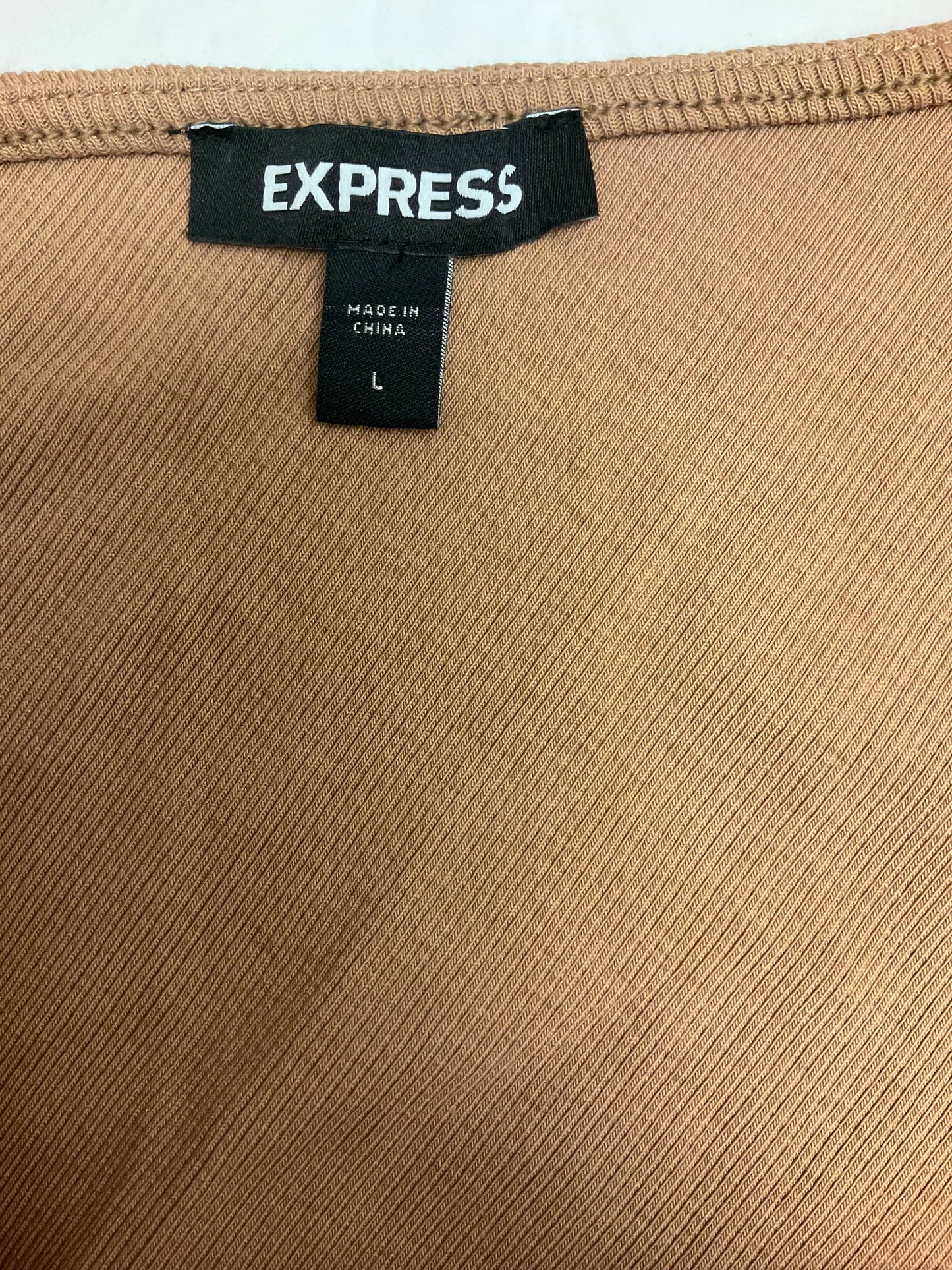 Top Short Sleeve By Express In Brown, Size: L