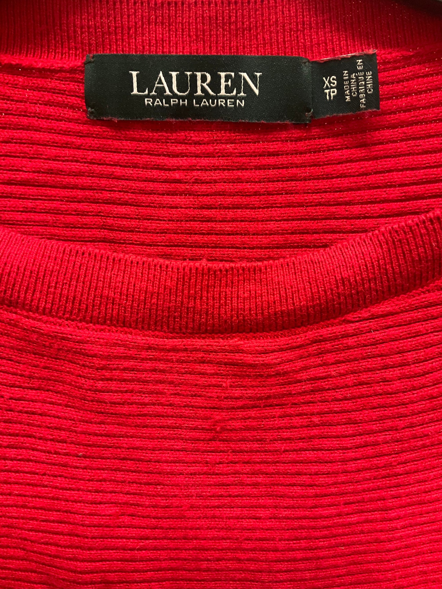 Top Long Sleeve Designer By Lauren By Ralph Lauren In Red, Size: Xs