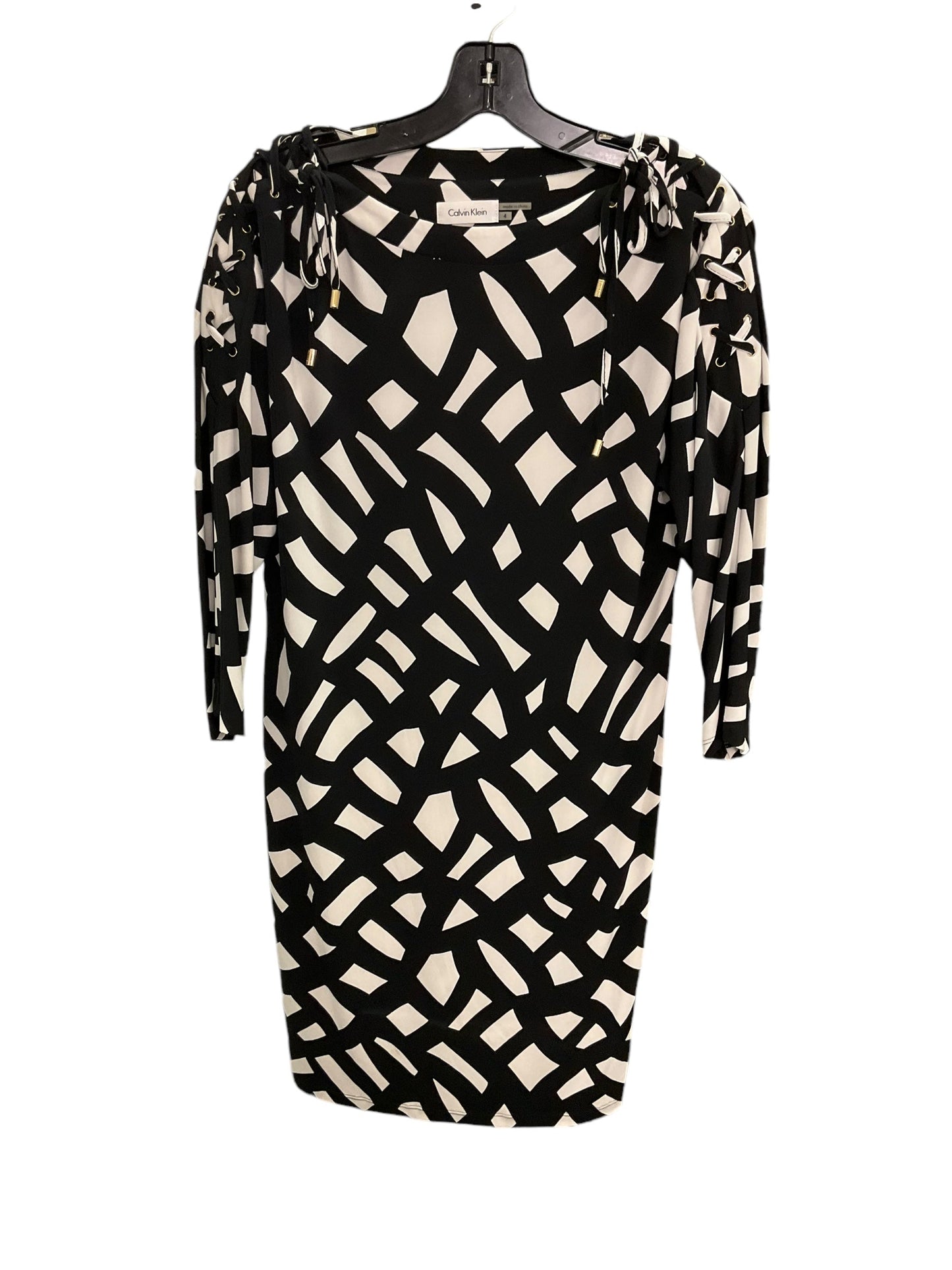 Dress Party Midi By Calvin Klein O In Black White, Size: S