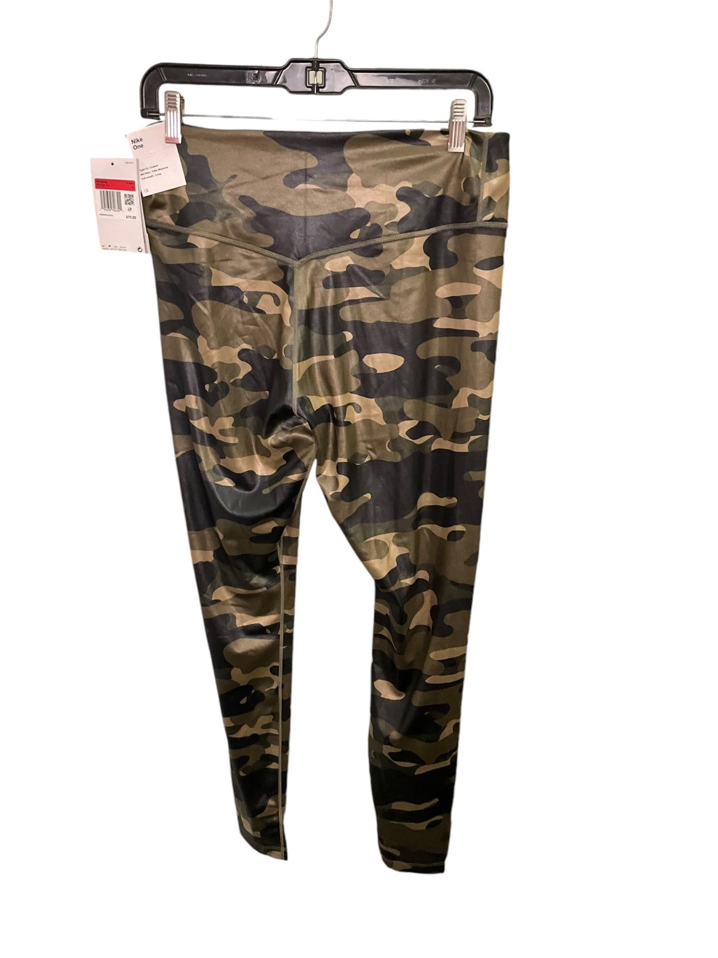 Athletic Leggings By Nike Apparel In Camoflauge, Size: L