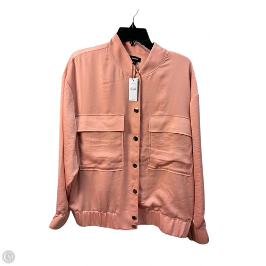 Jacket Shirt By Express In Coral, Size: L