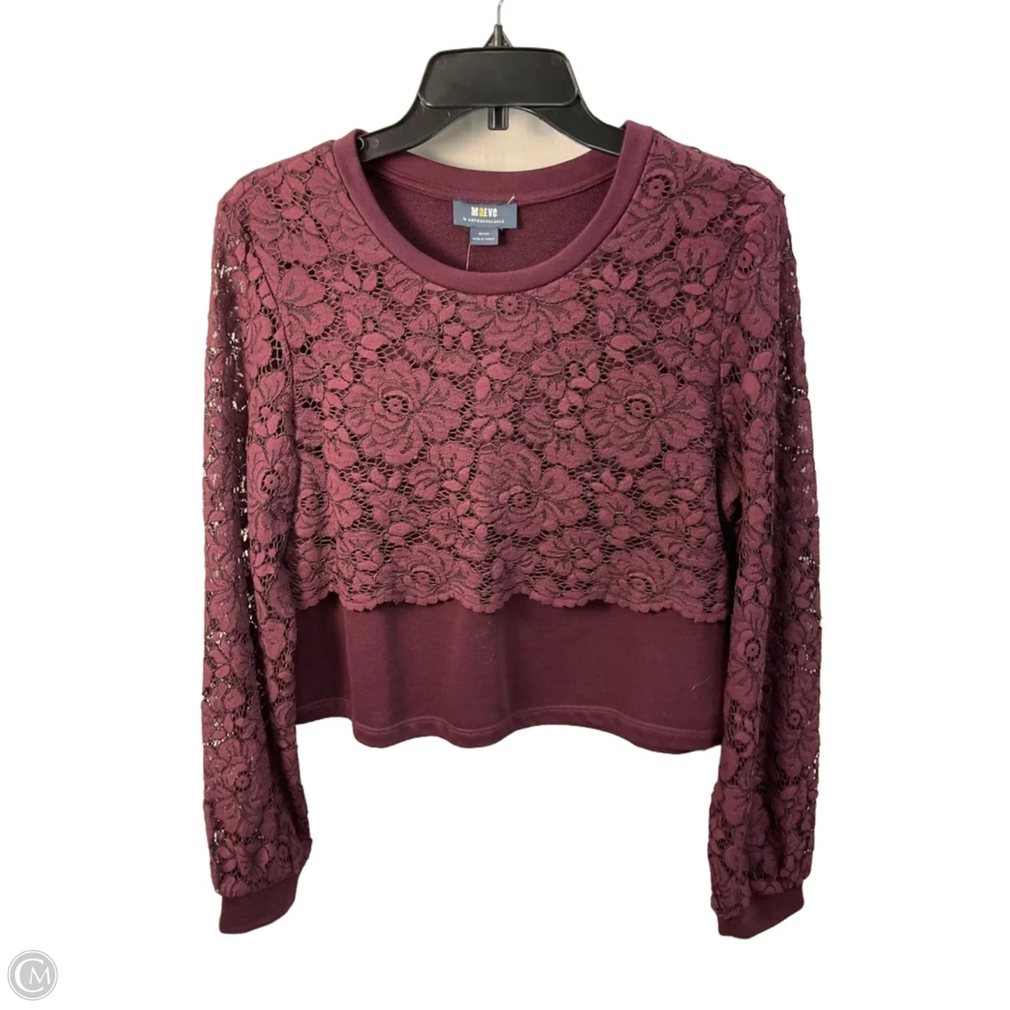 Top Long Sleeve By Anthropologie In Maroon, Size: M