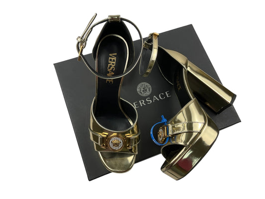 Gold Sandals Luxury Designer Versace, Size 8