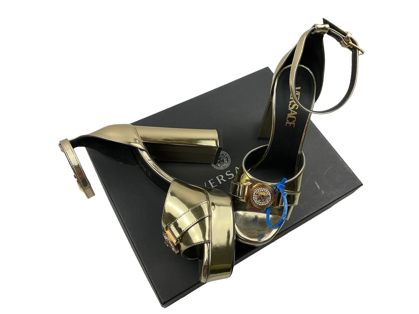 Gold Sandals Luxury Designer Versace, Size 8