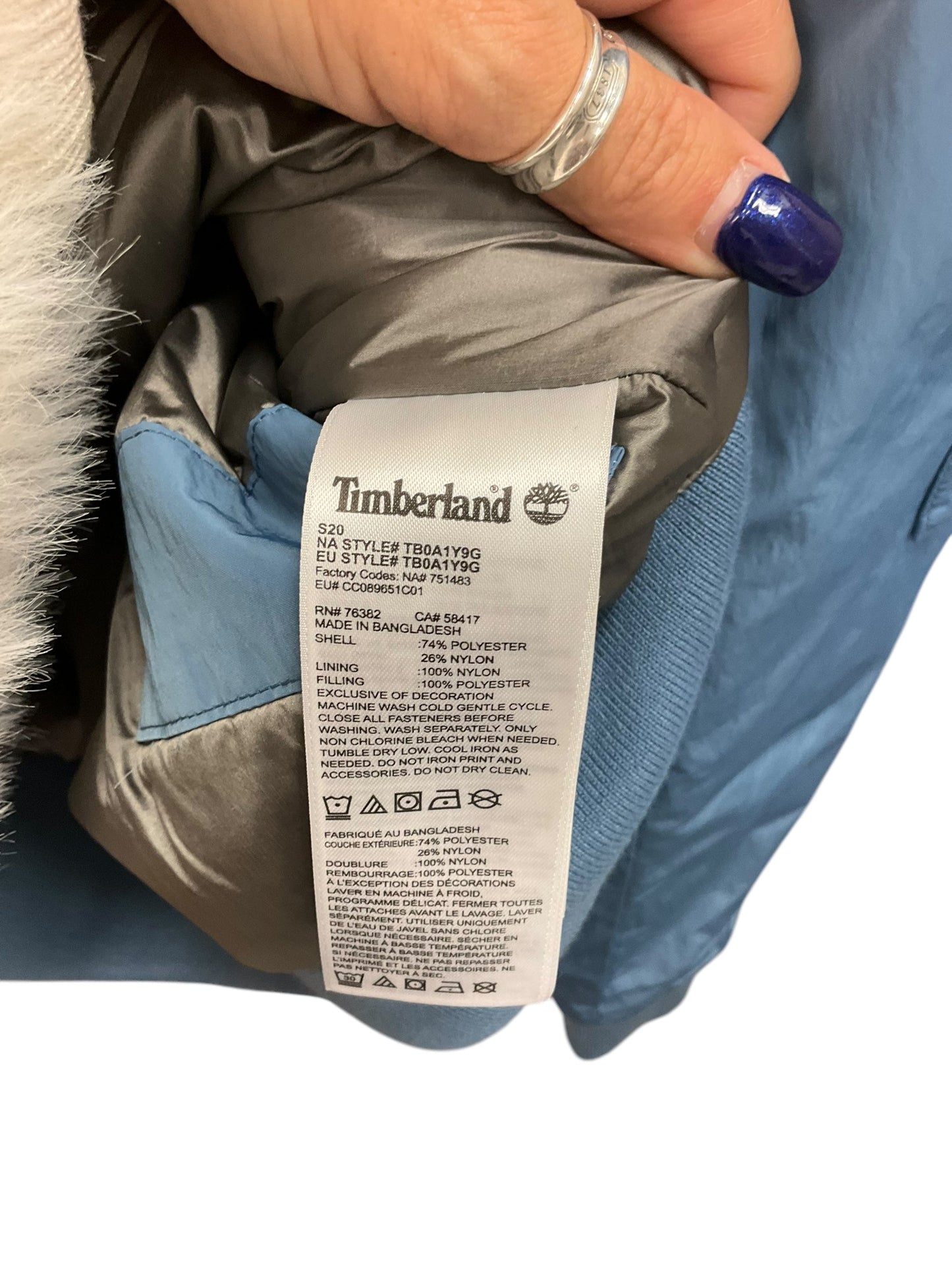 Jacket Puffer & Quilted By Timberland In Blue, Size: S