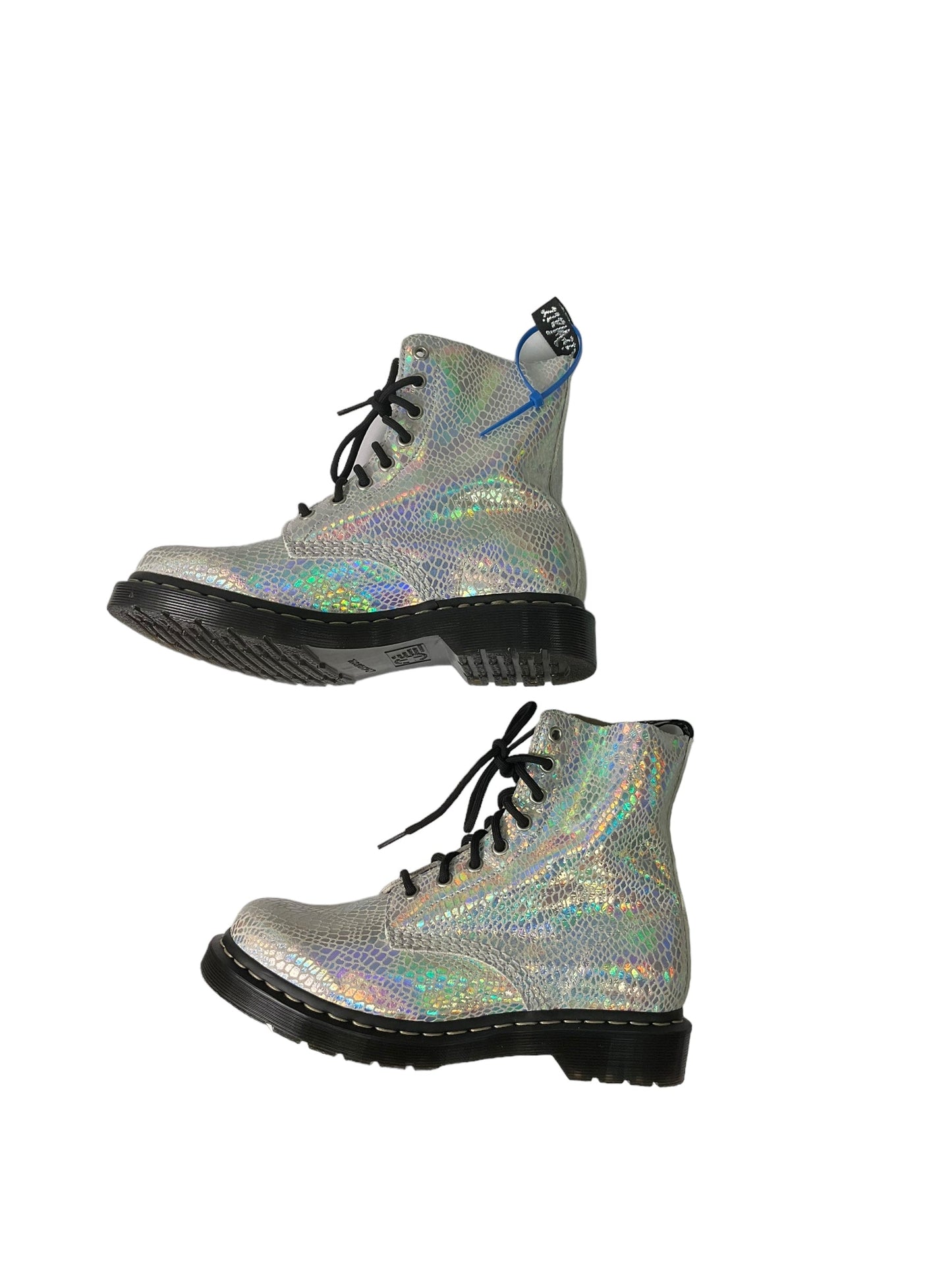 Boots Ankle Flats By Dr Martens In Silver, Size: 8