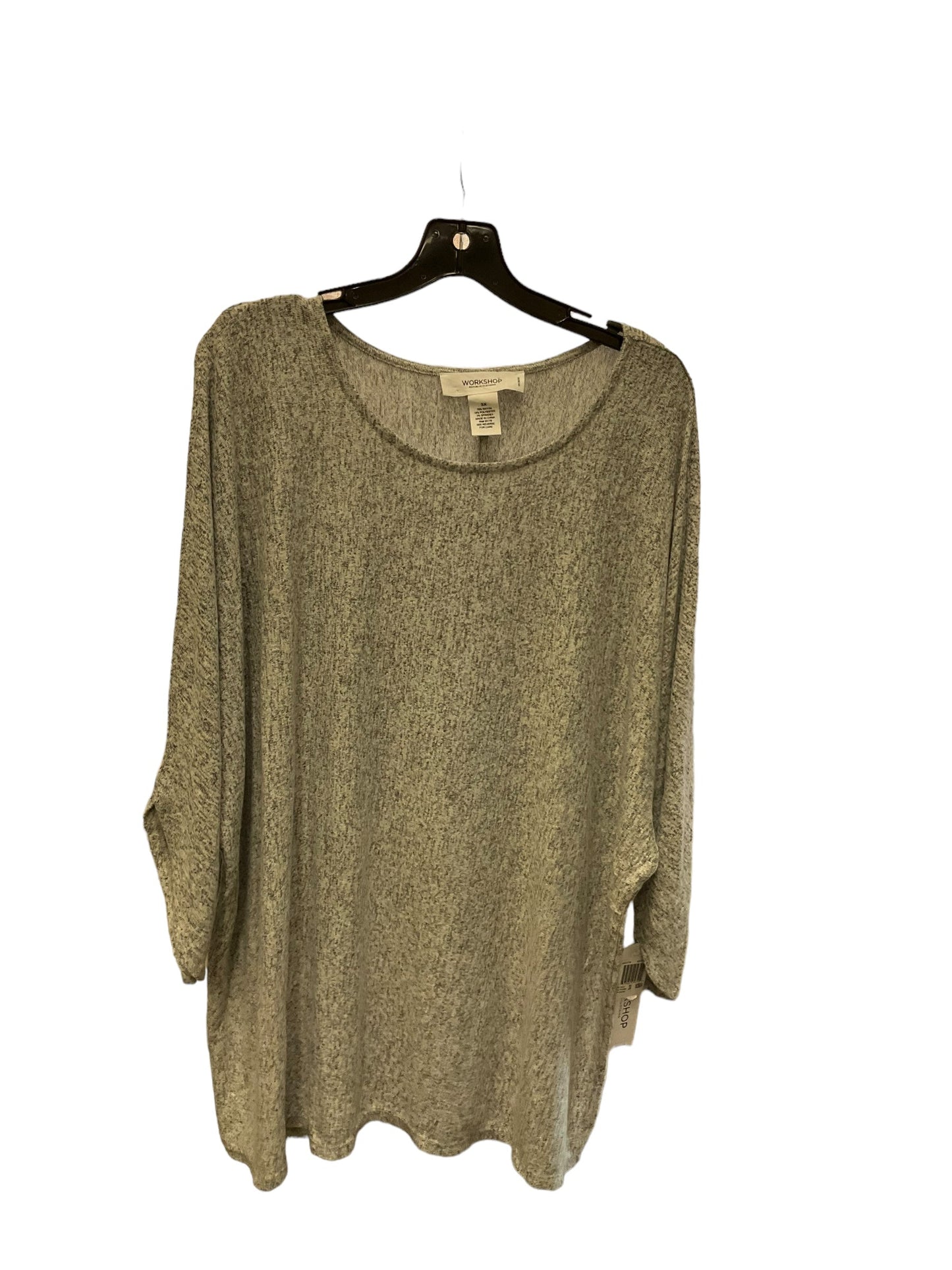 Top Long Sleeve By Workshop In Grey, Size: 3x