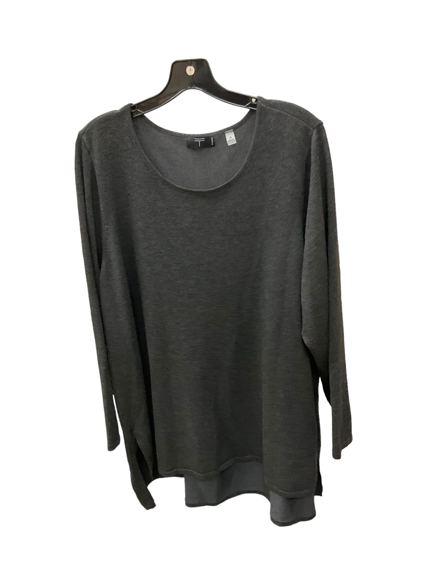 Top Long Sleeve Designer By Tahari In Grey, Size: 2x