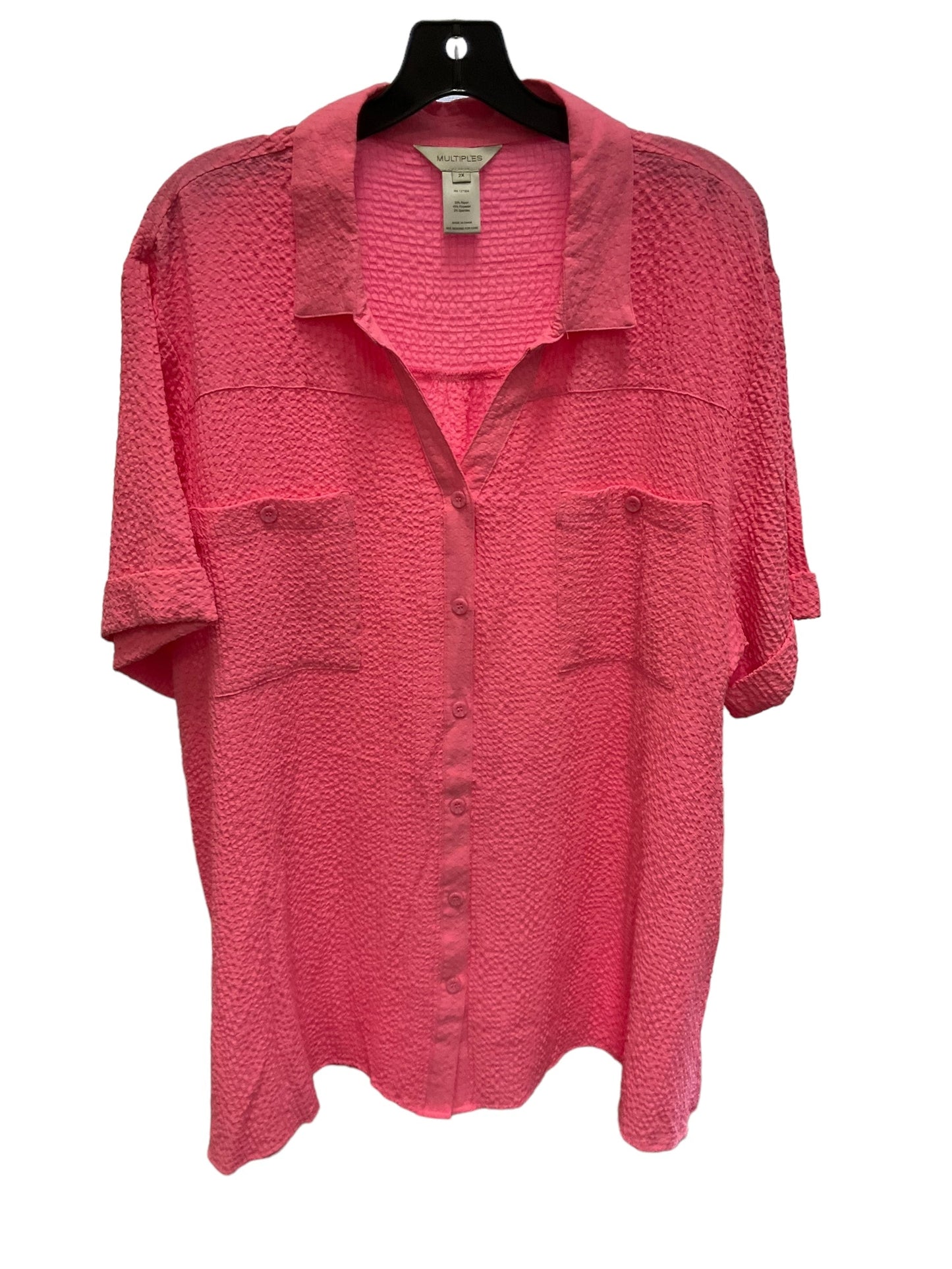 Top Short Sleeve By Multiples In Pink, Size: 2x