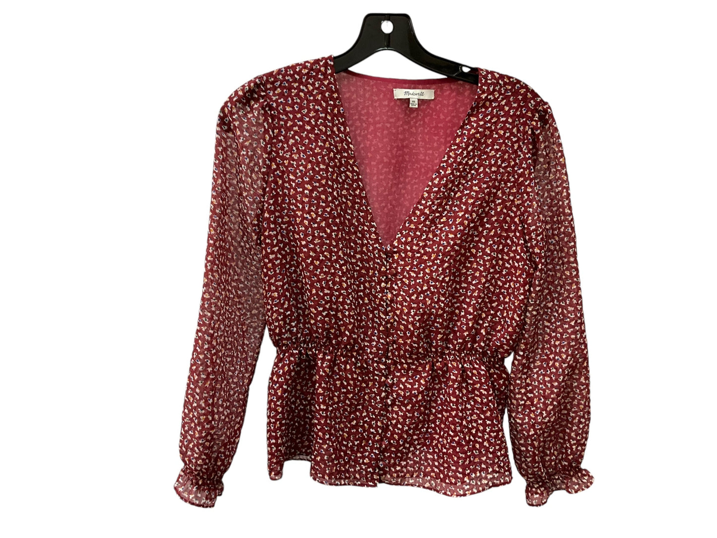 Top Long Sleeve By Madewell In Red, Size: Xs