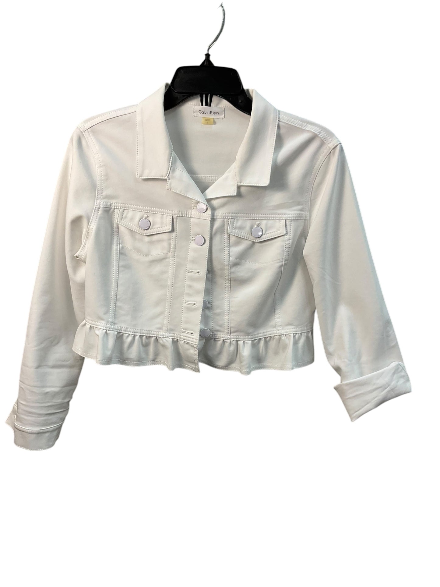 Jacket Denim By Calvin Klein In White, Size: S