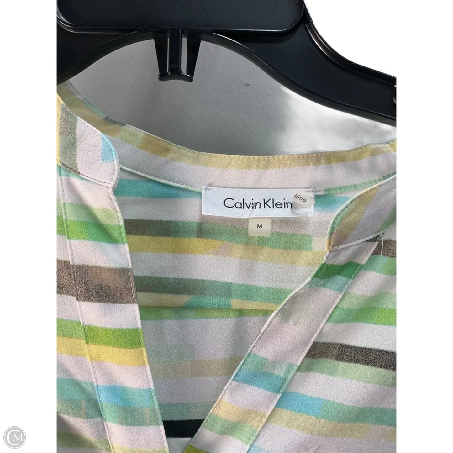 Top Long Sleeve By Calvin Klein In Green, Size: M