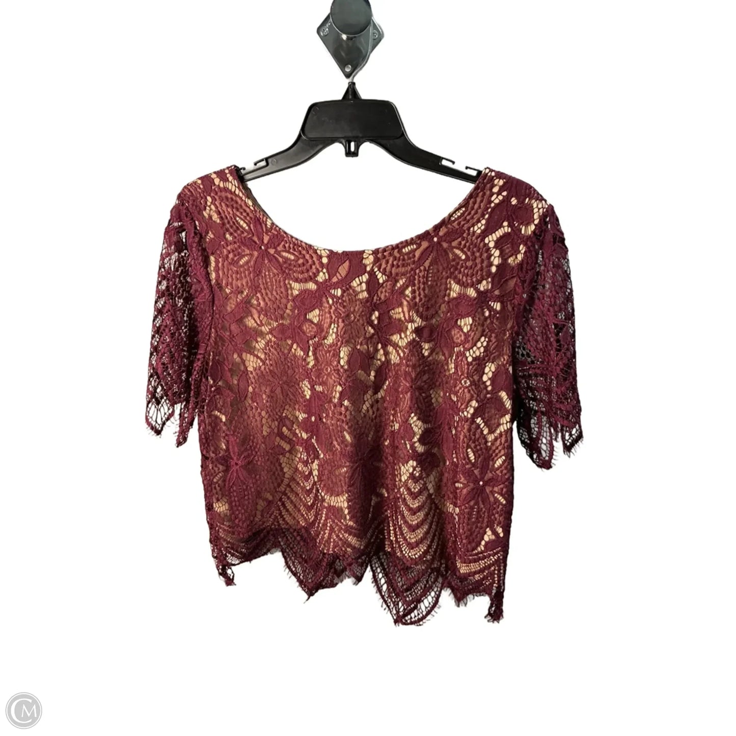 Top Short Sleeve By Express In Maroon, Size: L
