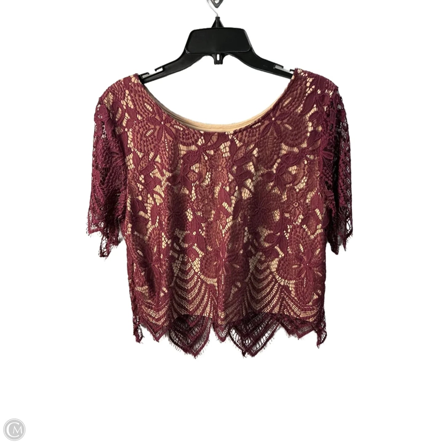 Top Short Sleeve By Express In Maroon, Size: L