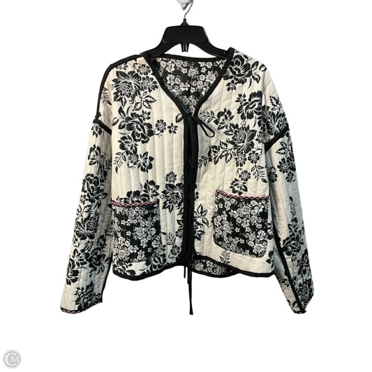 Jacket Puffer & Quilted By Clothes Mentor In Black & Cream, Size: L