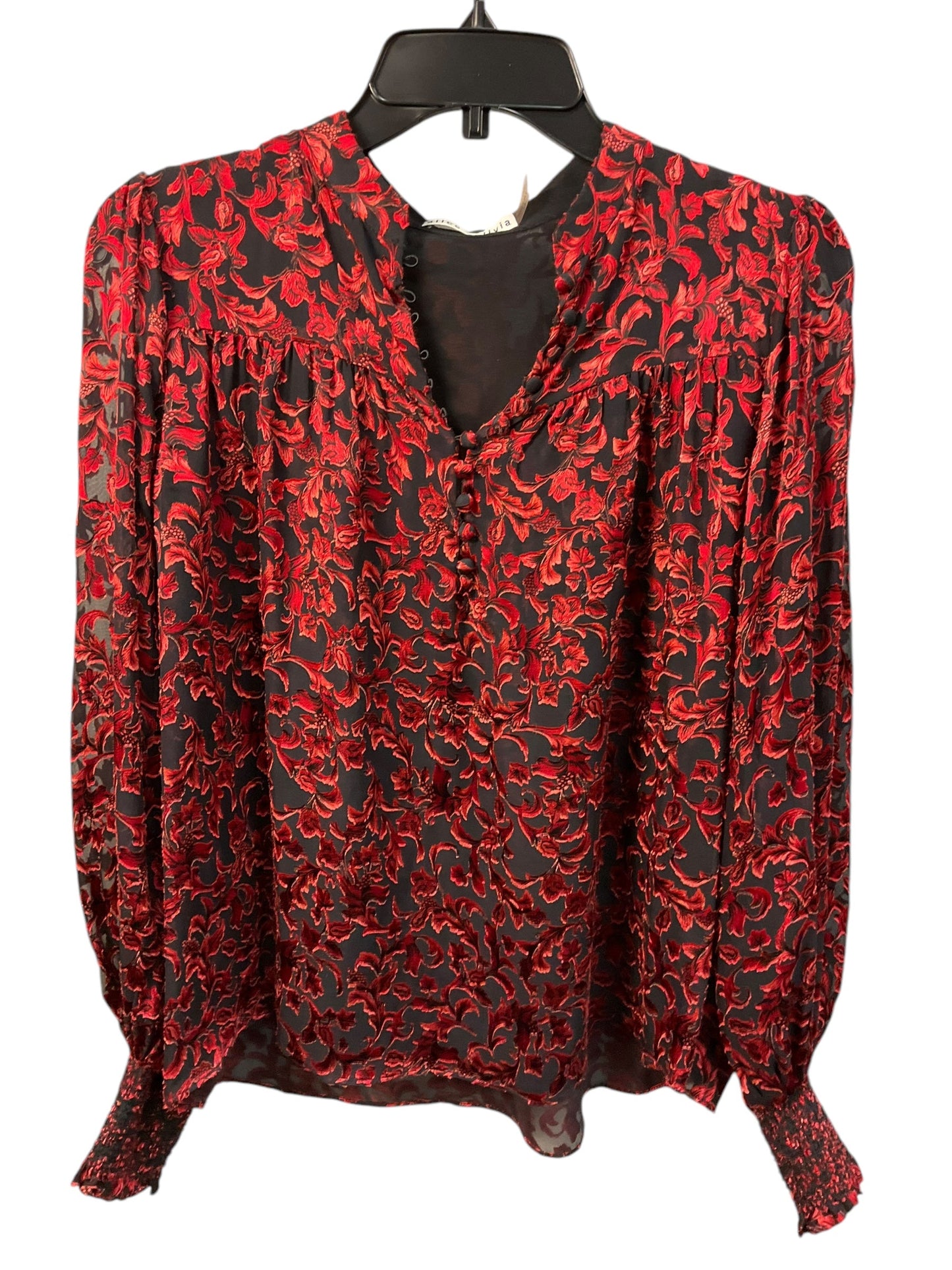 Top Long Sleeve Designer By Alice + Olivia In Red, Size: S