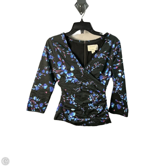 Top Long Sleeve By Nicole Miller In Black & Blue, Size: S