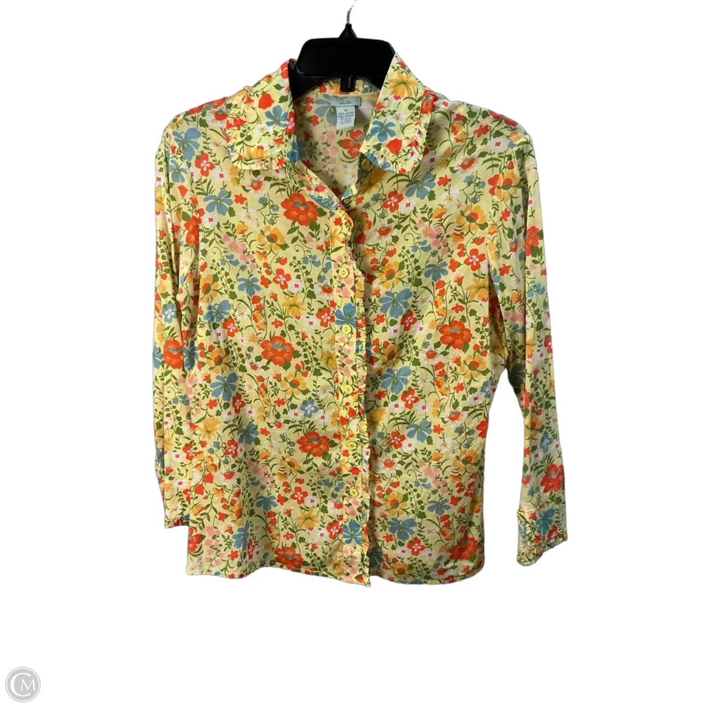Top Long Sleeve By Odille In Yellow, Size: M