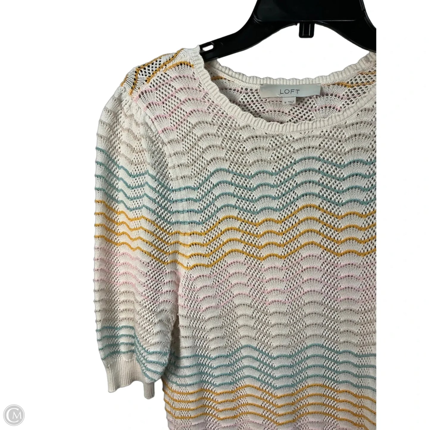 Top Short Sleeve By Loft In Cream, Size: M