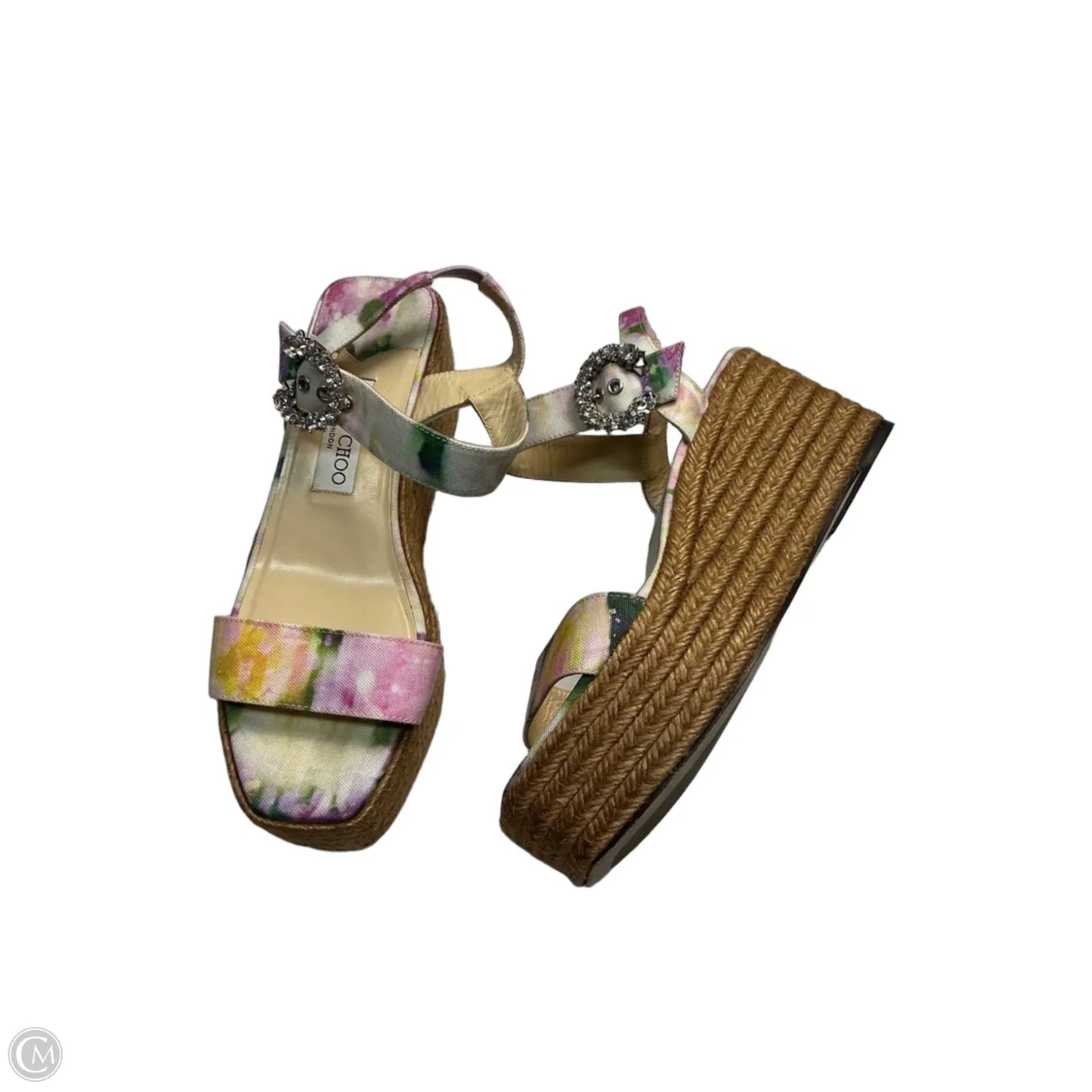 Sandals Luxury Designer By Jimmy Choo In Floral Print, Size: 8.5