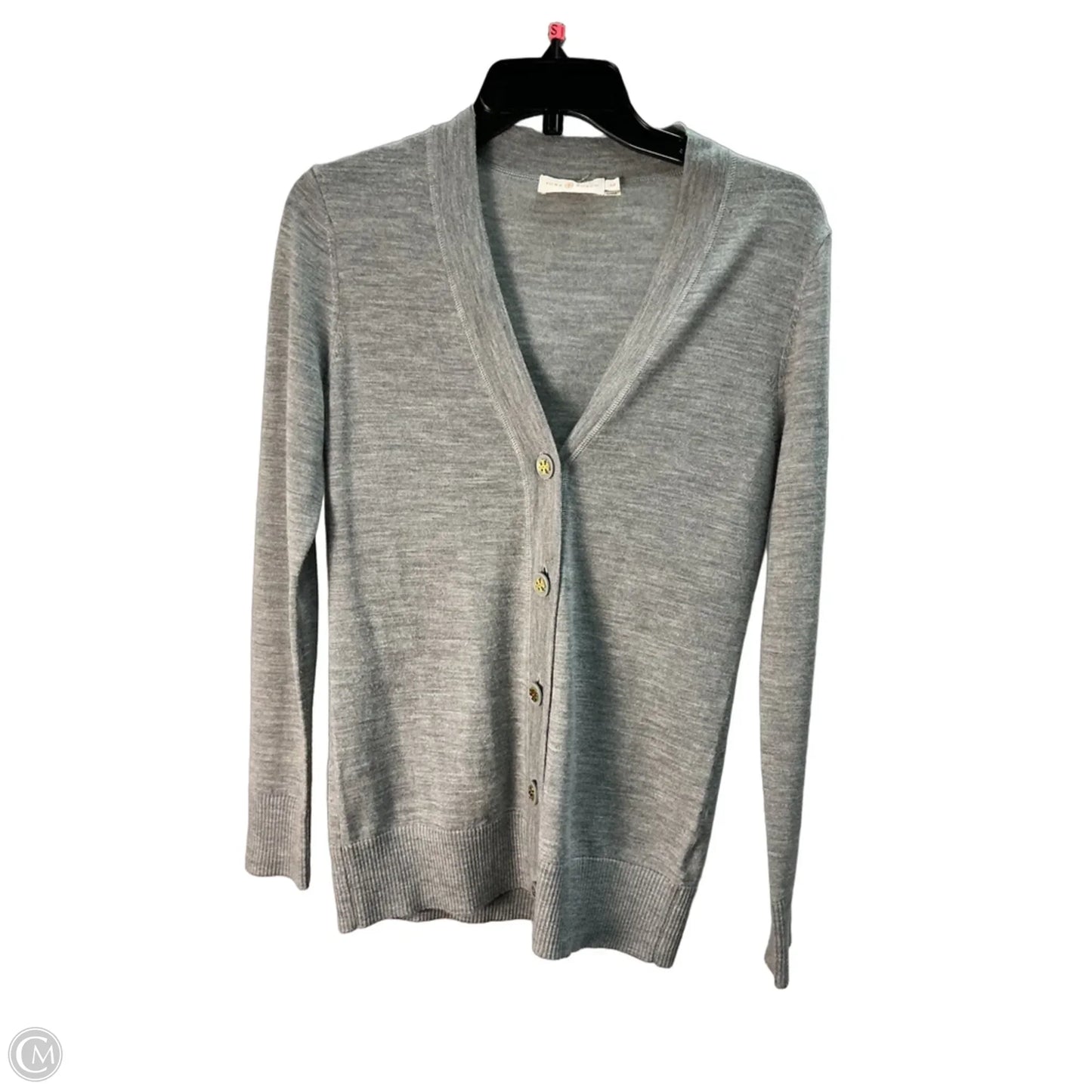 Sweater Cardigan Designer By Tory Burch In Grey, Size: S