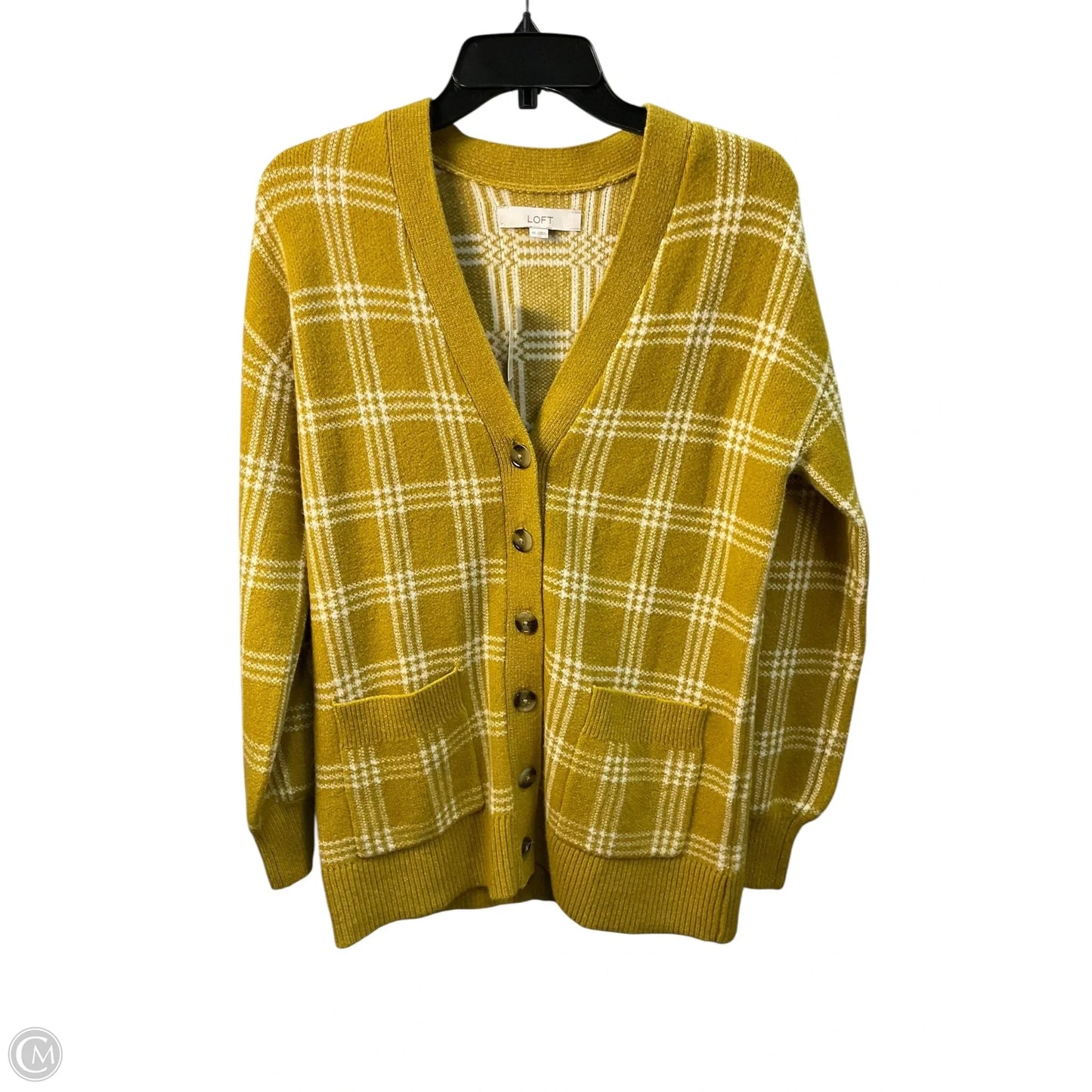 Sweater Cardigan By Loft In Yellow, Size: Xs