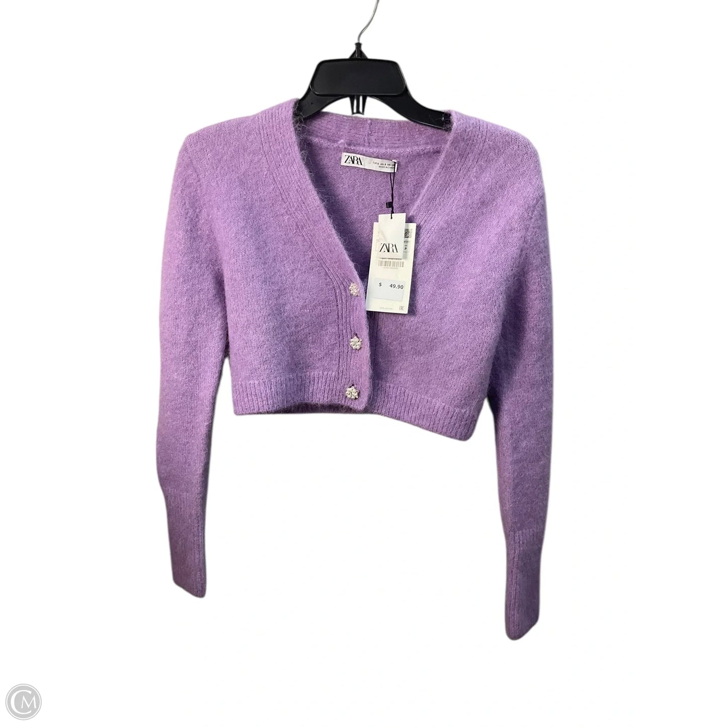 Sweater Cardigan By Zara In Purple, Size: S