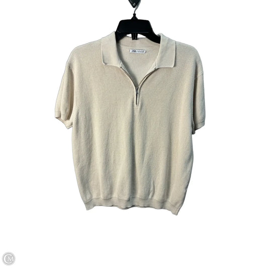 Top Short Sleeve By Zara In Cream, Size: M
