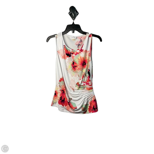 Top Sleeveless By Calvin Klein In Floral Print, Size: S