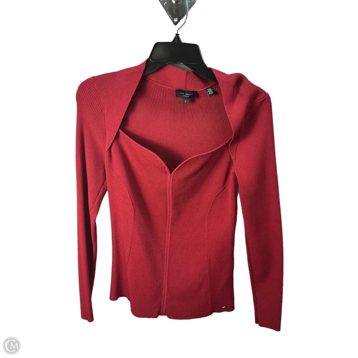 Top Long Sleeve Designer By Ted Baker In Red, Size: L