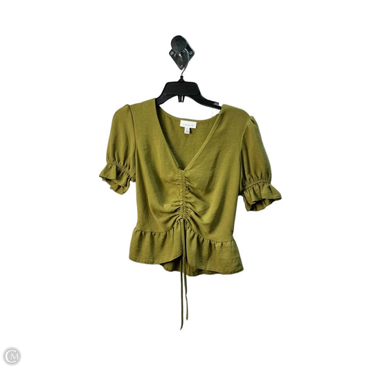 Top Short Sleeve By Top Shop In Chartreuse, Size: S
