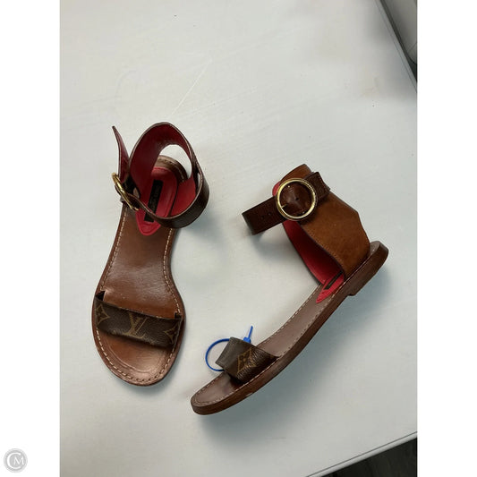 Sandals Luxury Designer By Louis Vuitton In Brown & Pink, Size: 6