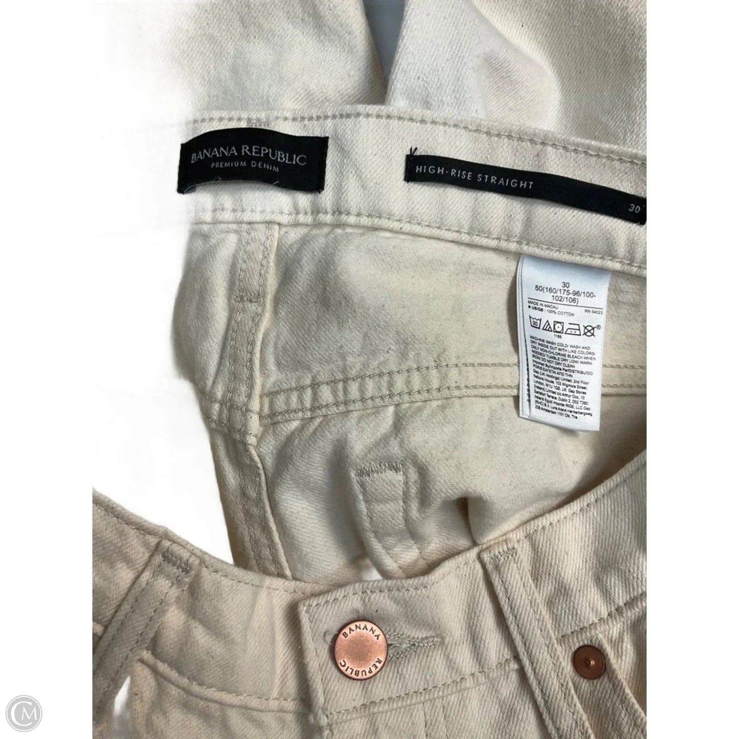 Jeans Straight By Banana Republic In Cream, Size: 8