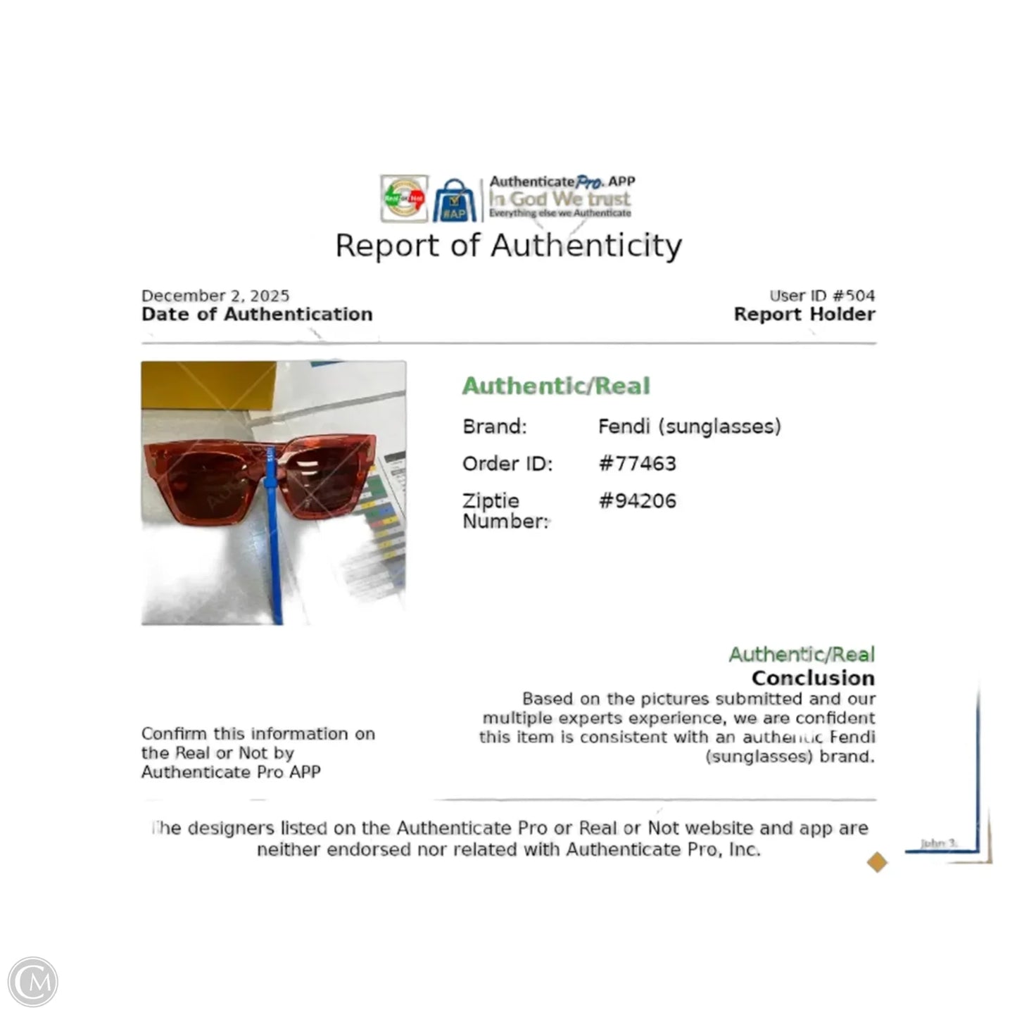 Sunglasses Luxury Designer By Fendi