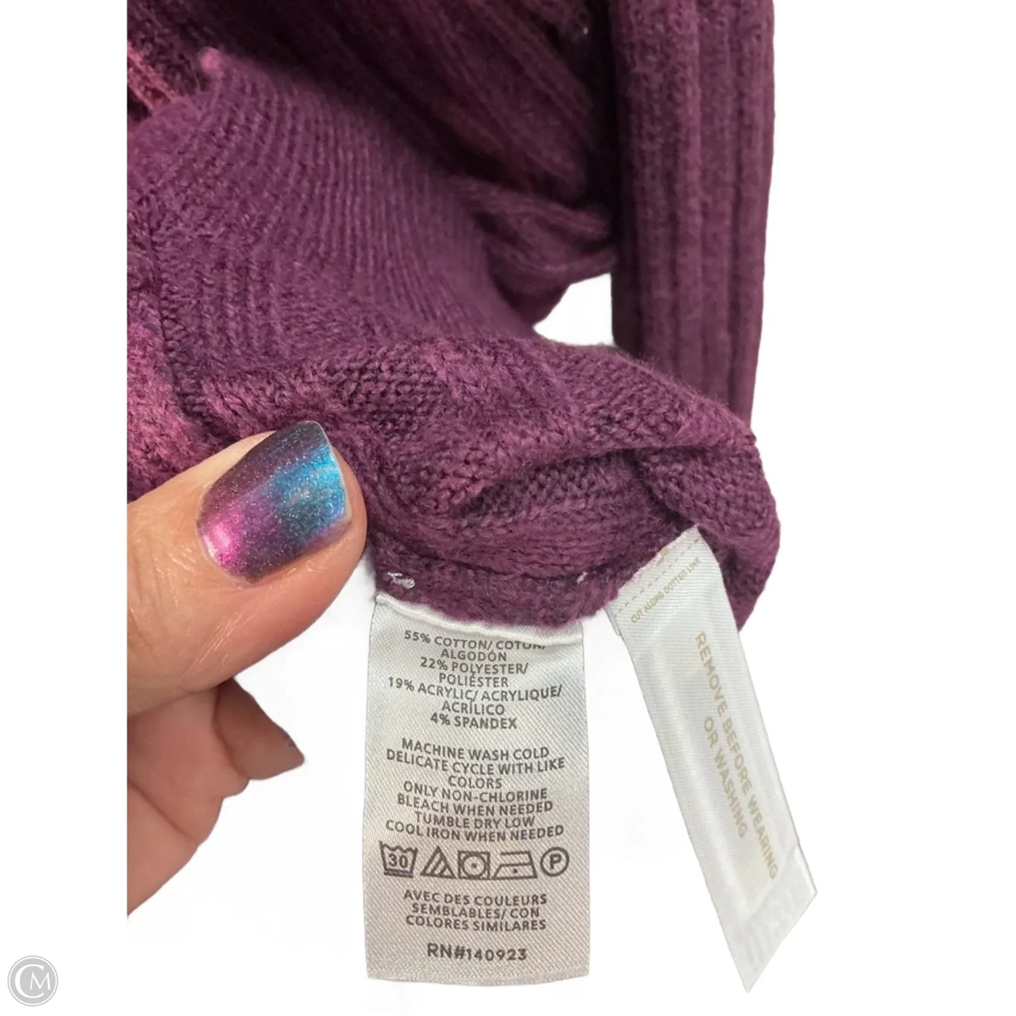 Sweater Cardigan By Loft In Purple, Size: S