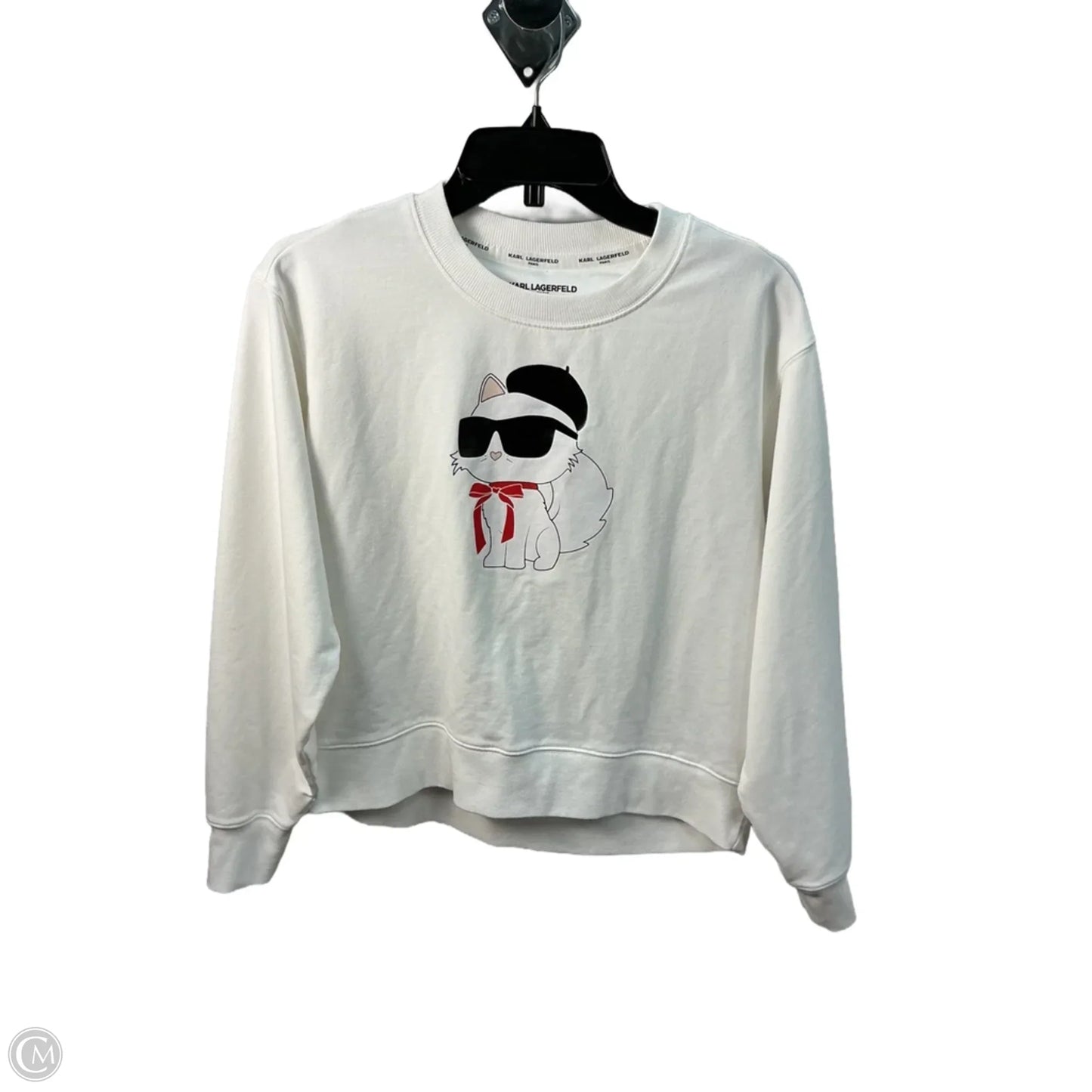 Top Long Sleeve Designer By Karl Lagerfeld In White, Size: Xs