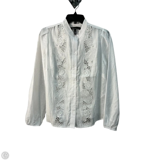 Top Long Sleeve By White House Black Market In White, Size: S