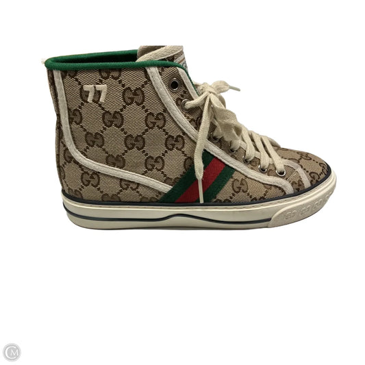 Shoes Luxury Designer By Gucci In Brown, Size: 6