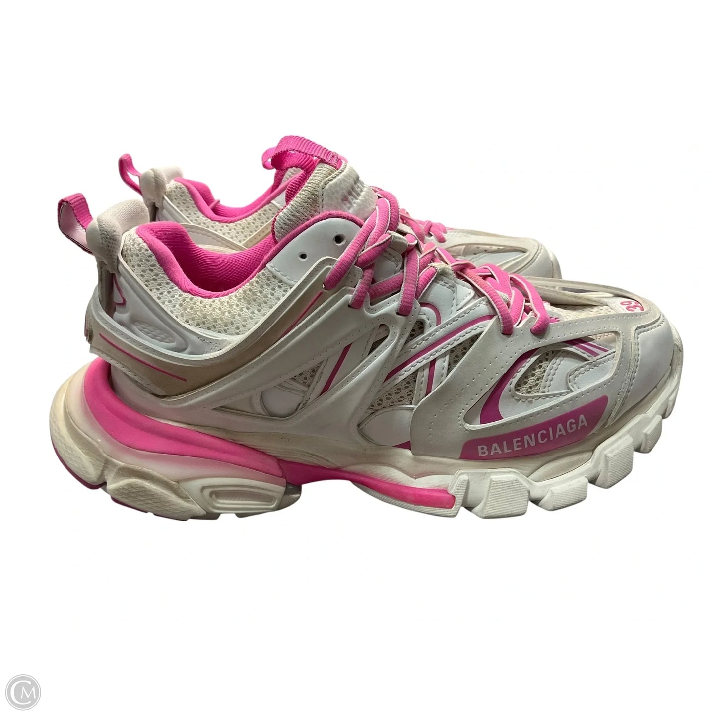 Shoes Luxury Designer By Balenciaga In Pink & White, Size: 9