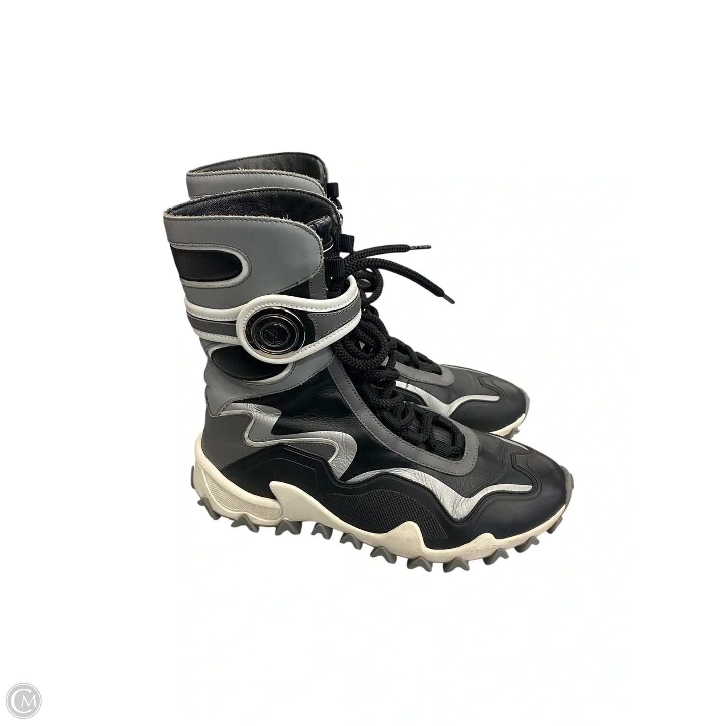 Shoes Luxury Designer By Louis Vuitton In Black & Grey, Size: 7