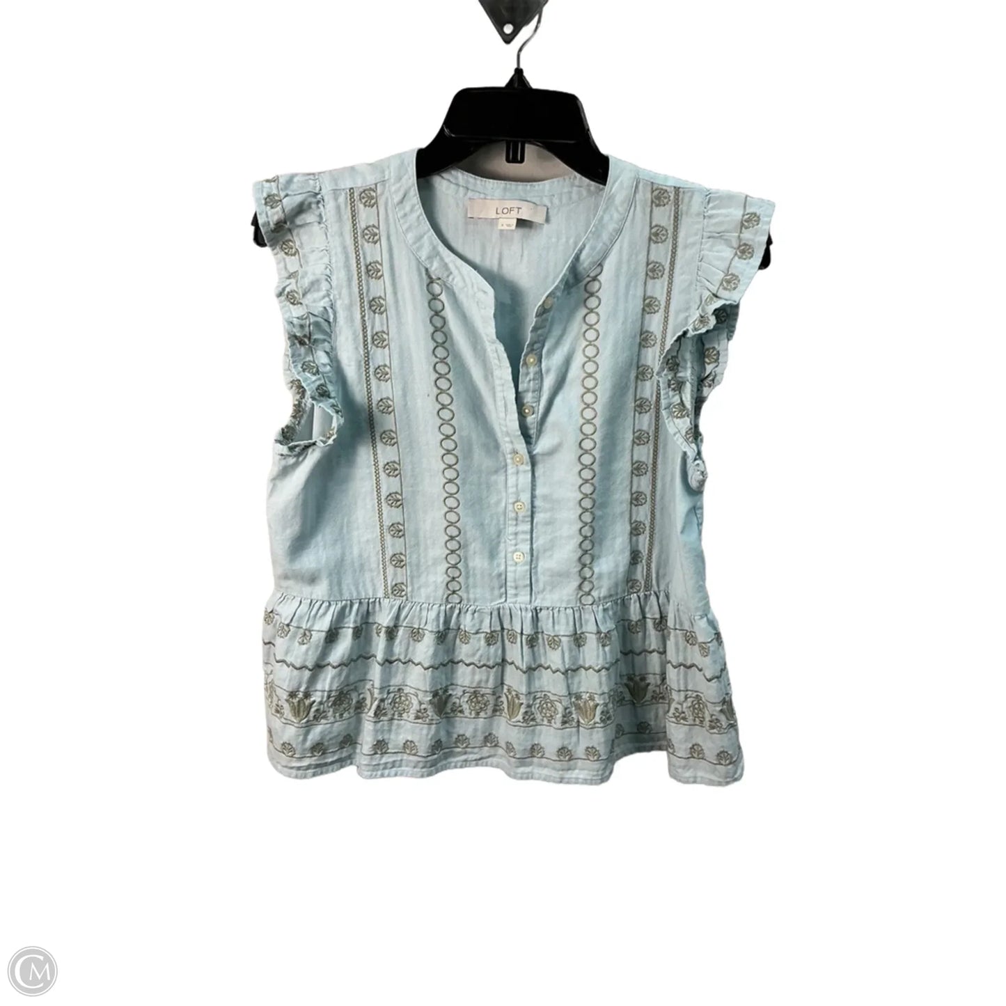 Top Sleeveless By Loft In Blue, Size: S